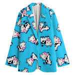 Cute Cartoon Baby Cow Pattern Print Women's Cotton Blazer