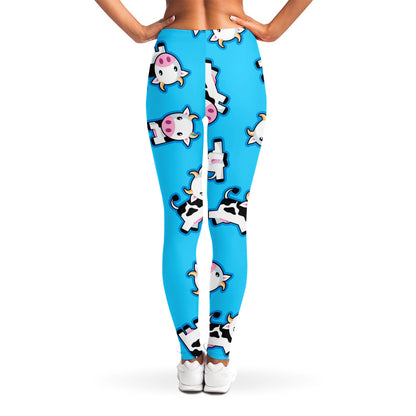 Cute Cartoon Baby Cow Pattern Print Women's Leggings