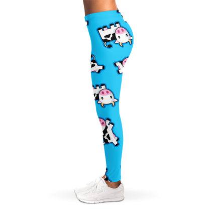 Cute Cartoon Baby Cow Pattern Print Women's Leggings