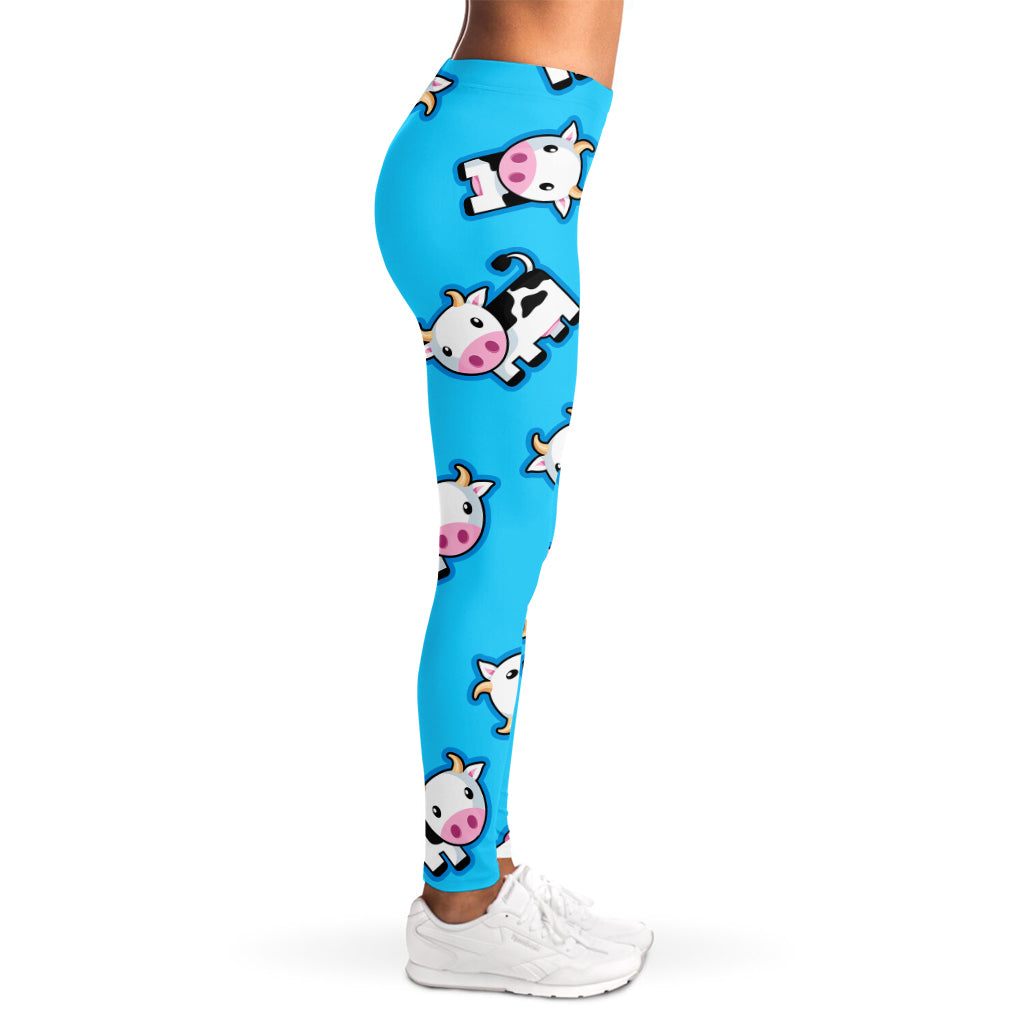 Cute Cartoon Baby Cow Pattern Print Women's Leggings