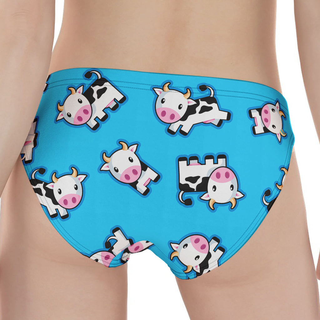 Cute Cartoon Baby Cow Pattern Print Women's Panties