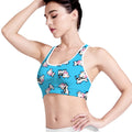 Cute Cartoon Baby Cow Pattern Print Women's Sports Bra