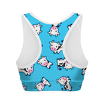 Cute Cartoon Baby Cow Pattern Print Women's Sports Bra