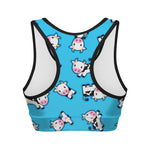 Cute Cartoon Baby Cow Pattern Print Women's Sports Bra
