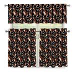 Cute Cartoon Beagle Pattern Print 3 Piece Kitchen Curtains