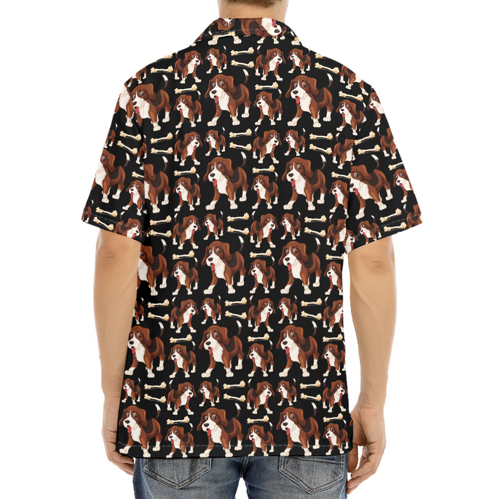 Cute Cartoon Beagle Pattern Print Aloha Shirt