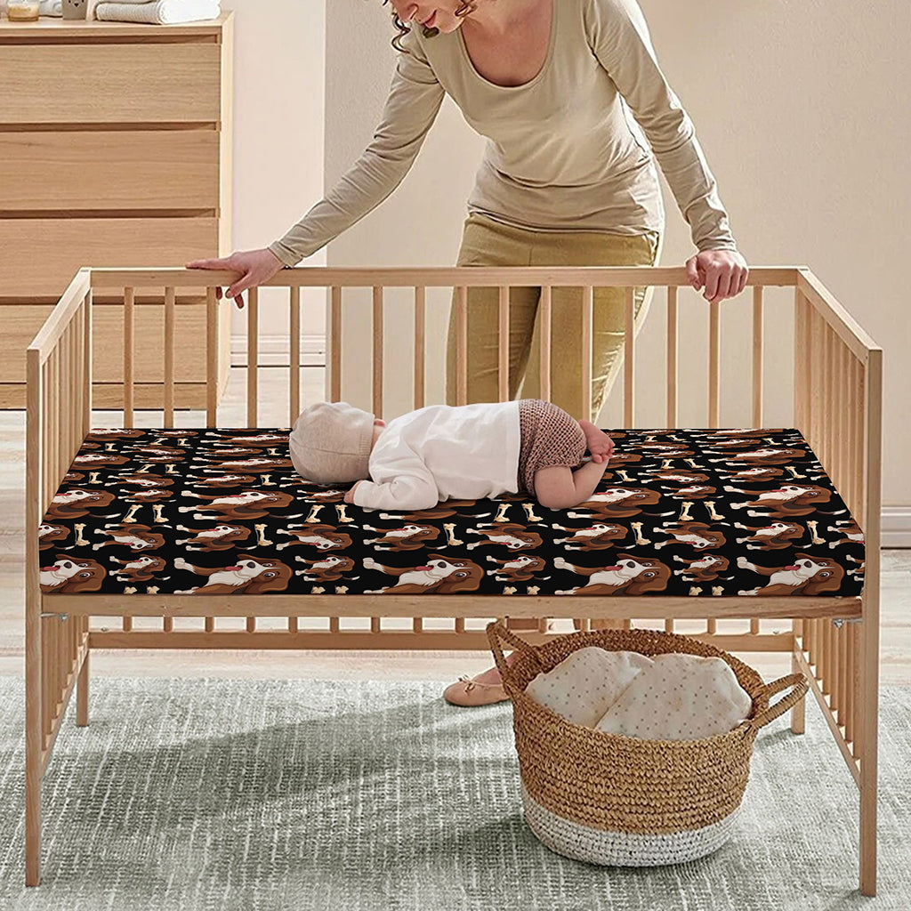 Cute Cartoon Beagle Pattern Print Baby Crib Sheet