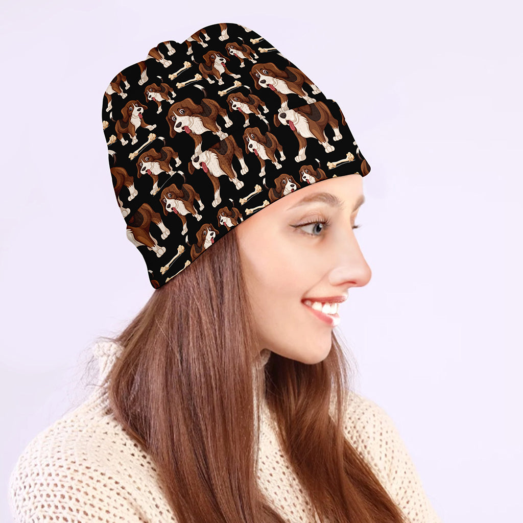 Cute Cartoon Beagle Pattern Print Beanie