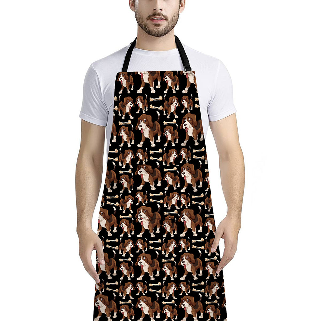 Cute Cartoon Beagle Pattern Print Bib Apron With Pocket