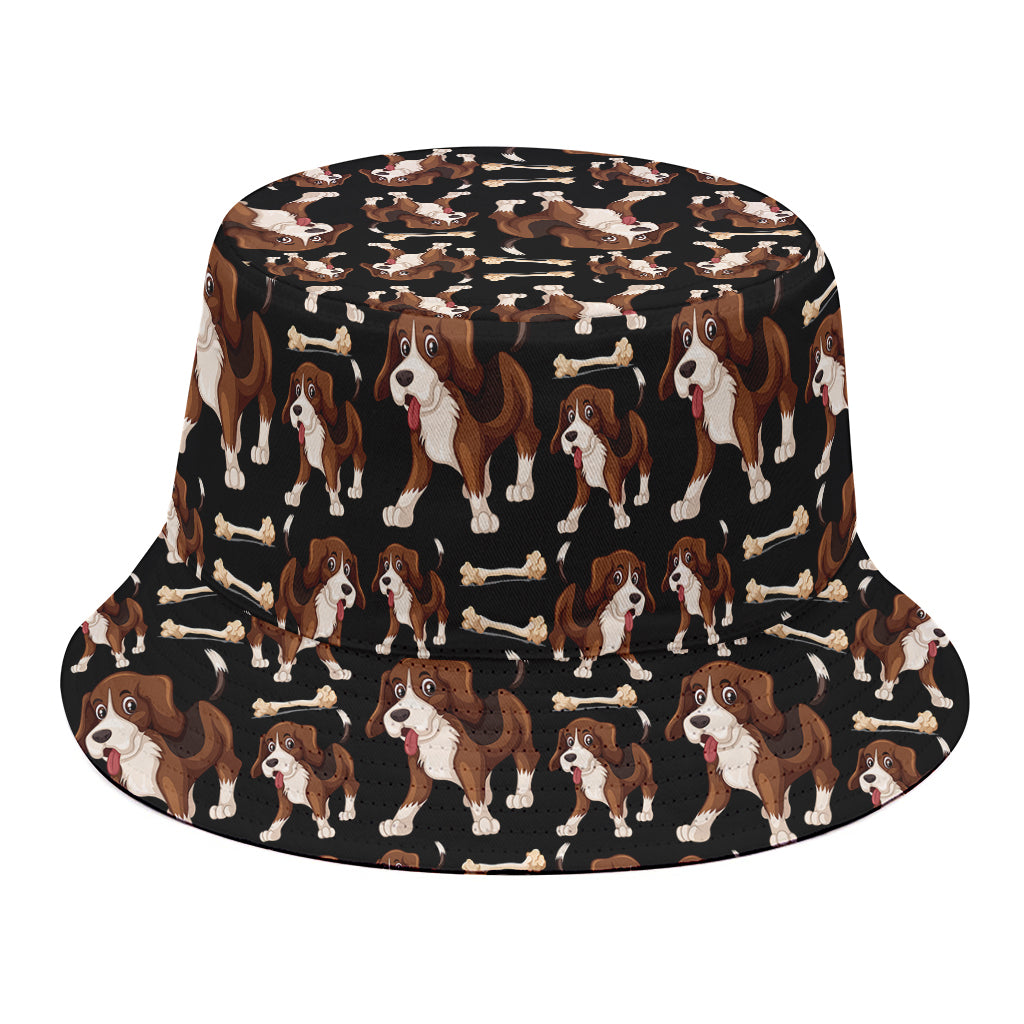 Cute Cartoon Beagle Pattern Print Bucket Hat