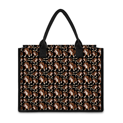 Cute Cartoon Beagle Pattern Print Canvas Tote Bag
