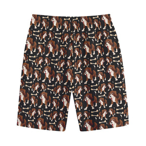 Cute Cartoon Beagle Pattern Print Cotton Shorts