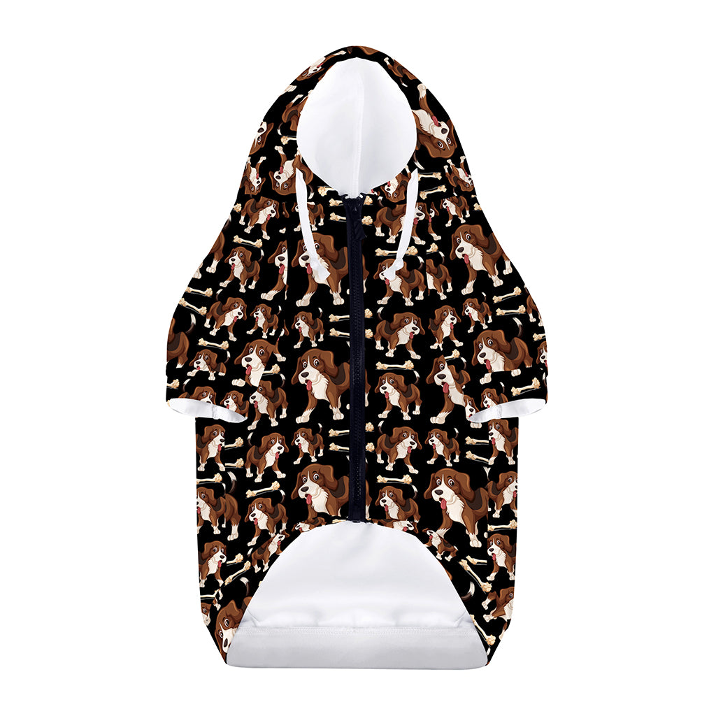 Cute Cartoon Beagle Pattern Print Dog Zip Up Hoodie