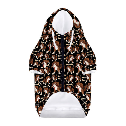 Cute Cartoon Beagle Pattern Print Dog Zip Up Hoodie