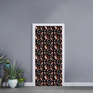 Cute Cartoon Beagle Pattern Print Door Sticker