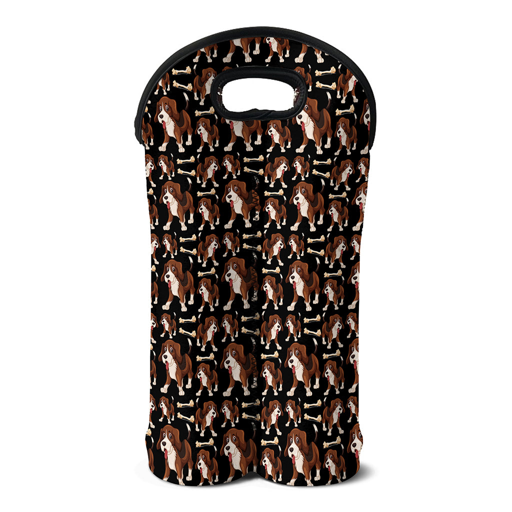 Cute Cartoon Beagle Pattern Print Double Neoprene Wine Tote