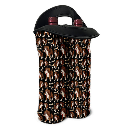 Cute Cartoon Beagle Pattern Print Double Neoprene Wine Tote