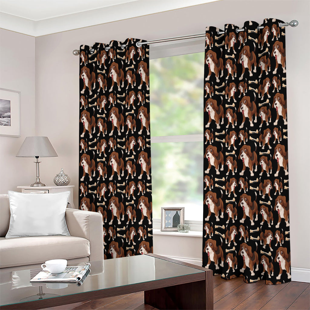 Cute Cartoon Beagle Pattern Print Extra Wide Grommet Curtains