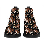 Cute Cartoon Beagle Pattern Print Flat Ankle Boots