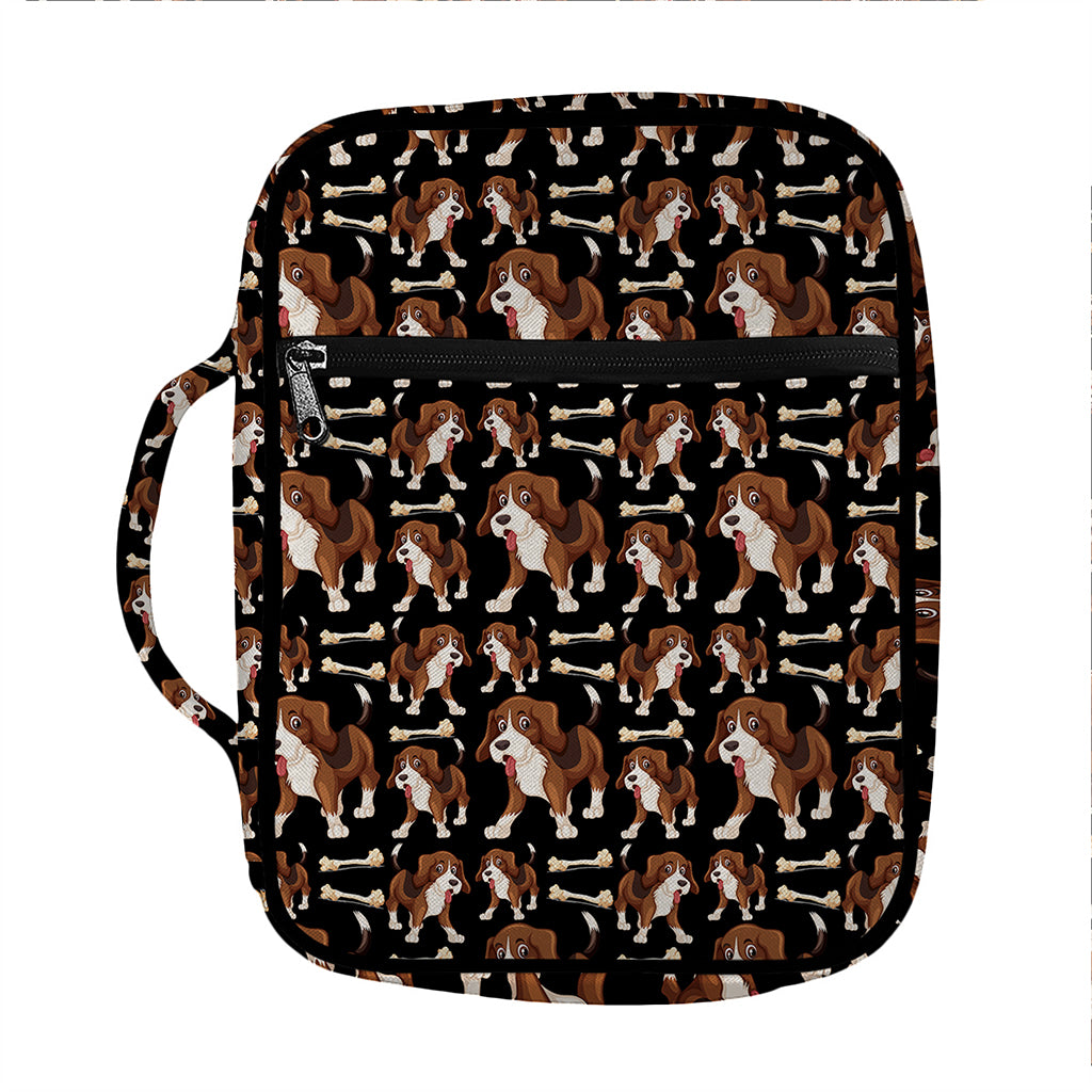 Cute Cartoon Beagle Pattern Print Front Pocket Bible Bag