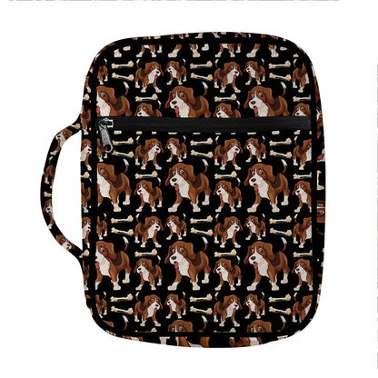 Cute Cartoon Beagle Pattern Print Front Pocket Bible Bag