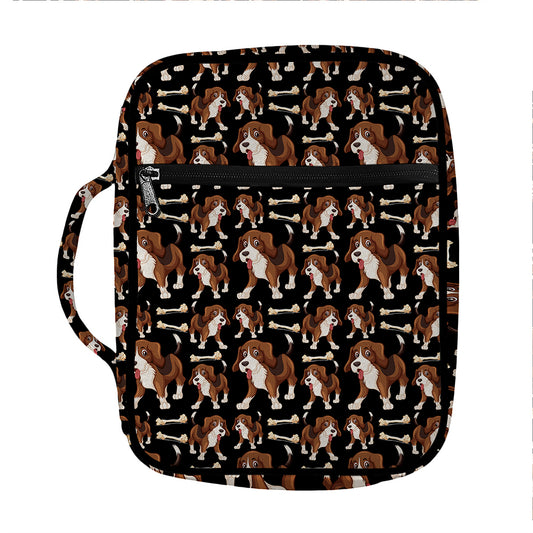 Cute Cartoon Beagle Pattern Print Front Pocket Bible Bag