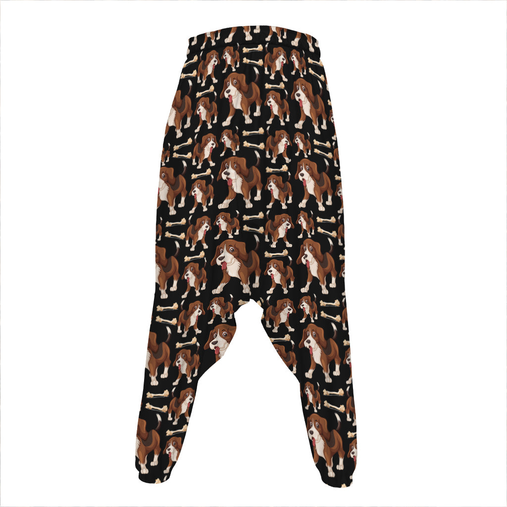 Cute Cartoon Beagle Pattern Print Hammer Pants