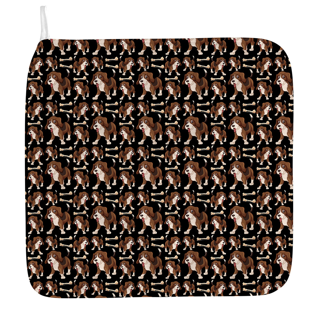 Cute Cartoon Beagle Pattern Print Hand Towel