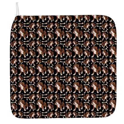 Cute Cartoon Beagle Pattern Print Hand Towel