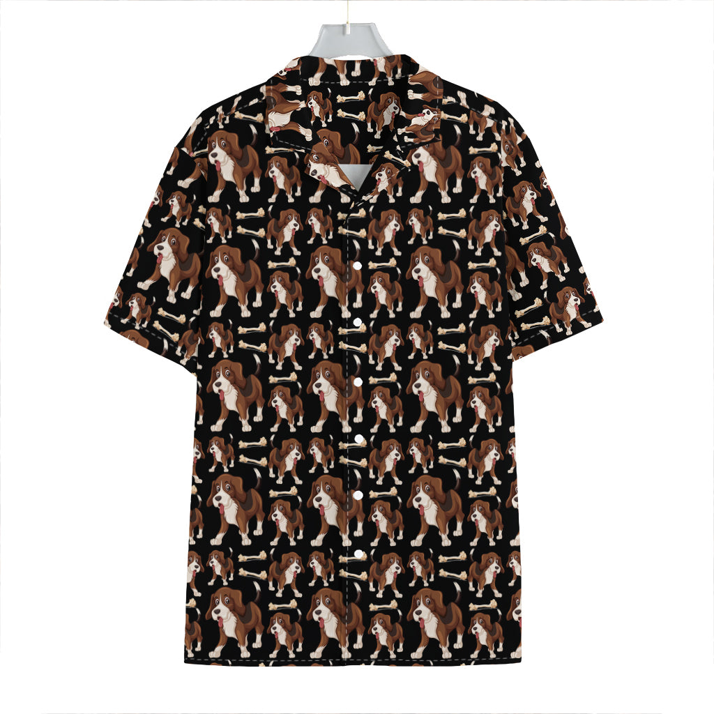 Cute Cartoon Beagle Pattern Print Hawaiian Shirt