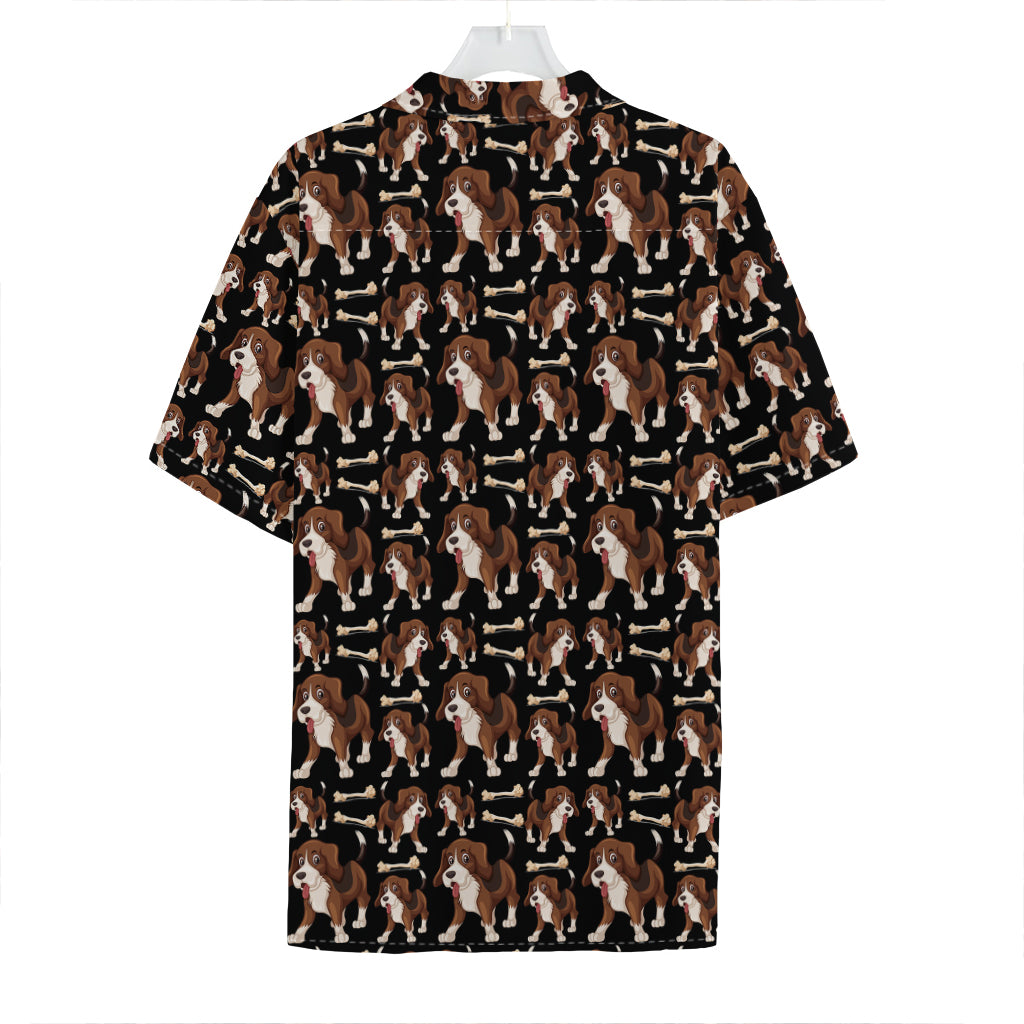 Cute Cartoon Beagle Pattern Print Hawaiian Shirt