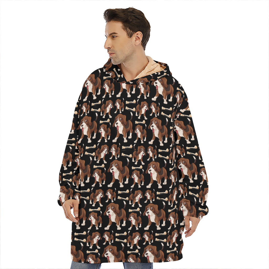 Cute Cartoon Beagle Pattern Print Hoodie Blanket