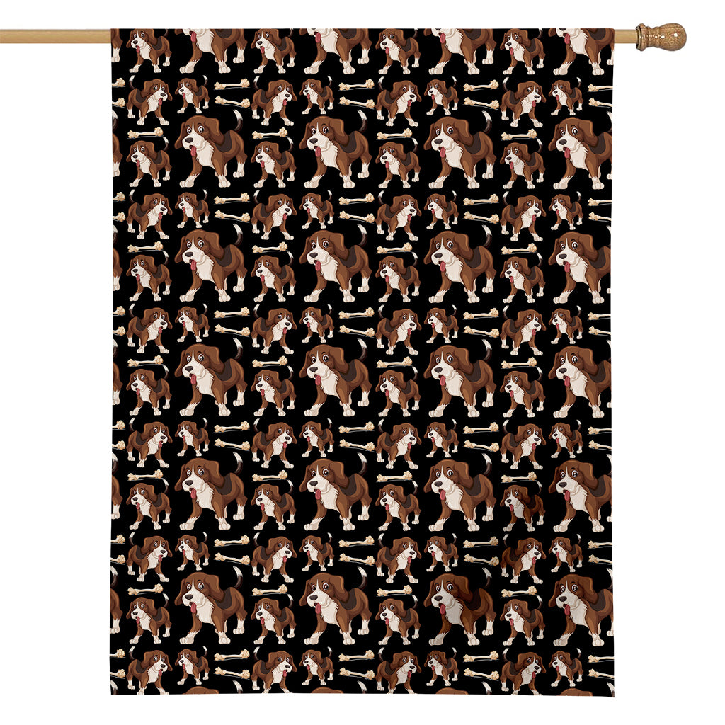 Cute Cartoon Beagle Pattern Print House Flag