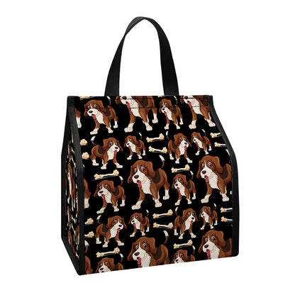 Cute Cartoon Beagle Pattern Print Insulated Lunch Tote