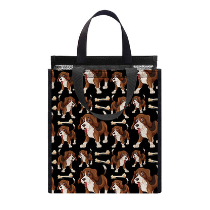 Cute Cartoon Beagle Pattern Print Insulated Lunch Tote