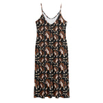 Cute Cartoon Beagle Pattern Print Jersey Midi Cami Dress