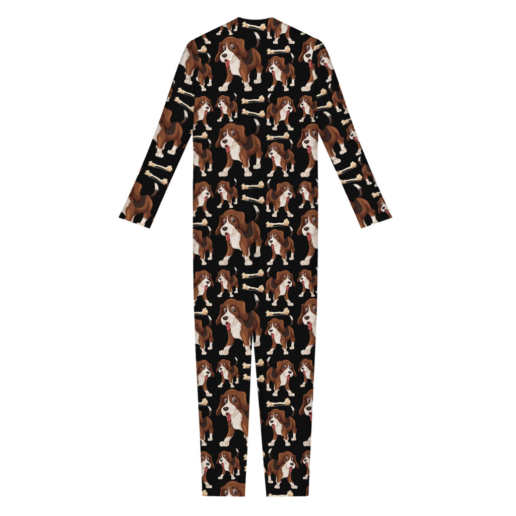 Cute Cartoon Beagle Pattern Print Jumpsuit