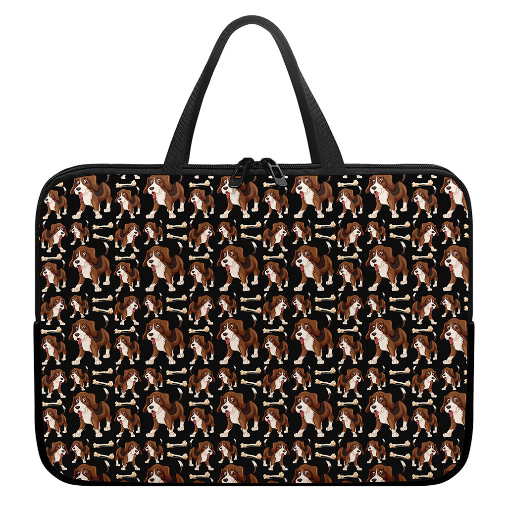 Cute Cartoon Beagle Pattern Print Laptop Sleeve With Handle