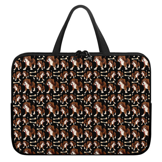 Cute Cartoon Beagle Pattern Print Laptop Sleeve With Handle