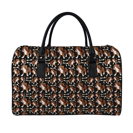 Cute Cartoon Beagle Pattern Print Leather Duffle Bag