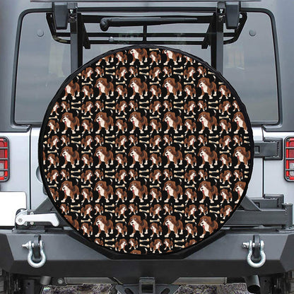 Cute Cartoon Beagle Pattern Print Leather Spare Tire Cover