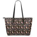 Cute Cartoon Beagle Pattern Print Leather Tote Bag With Zipper