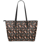 Cute Cartoon Beagle Pattern Print Leather Tote Bag