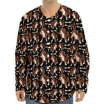 Cute Cartoon Beagle Pattern Print Long Sleeve Baseball Jersey