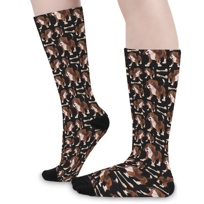 Cute Cartoon Beagle Pattern Print Long Socks
