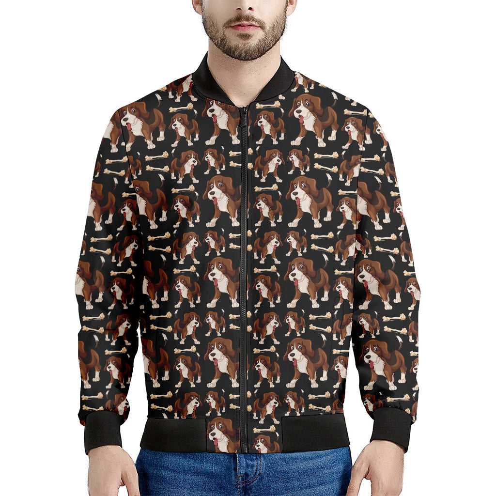 Cute Cartoon Beagle Pattern Print Men's Bomber Jacket