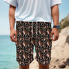 Cute Cartoon Beagle Pattern Print Men's Cargo Shorts