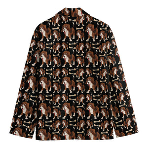 Cute Cartoon Beagle Pattern Print Men's Cotton Blazer