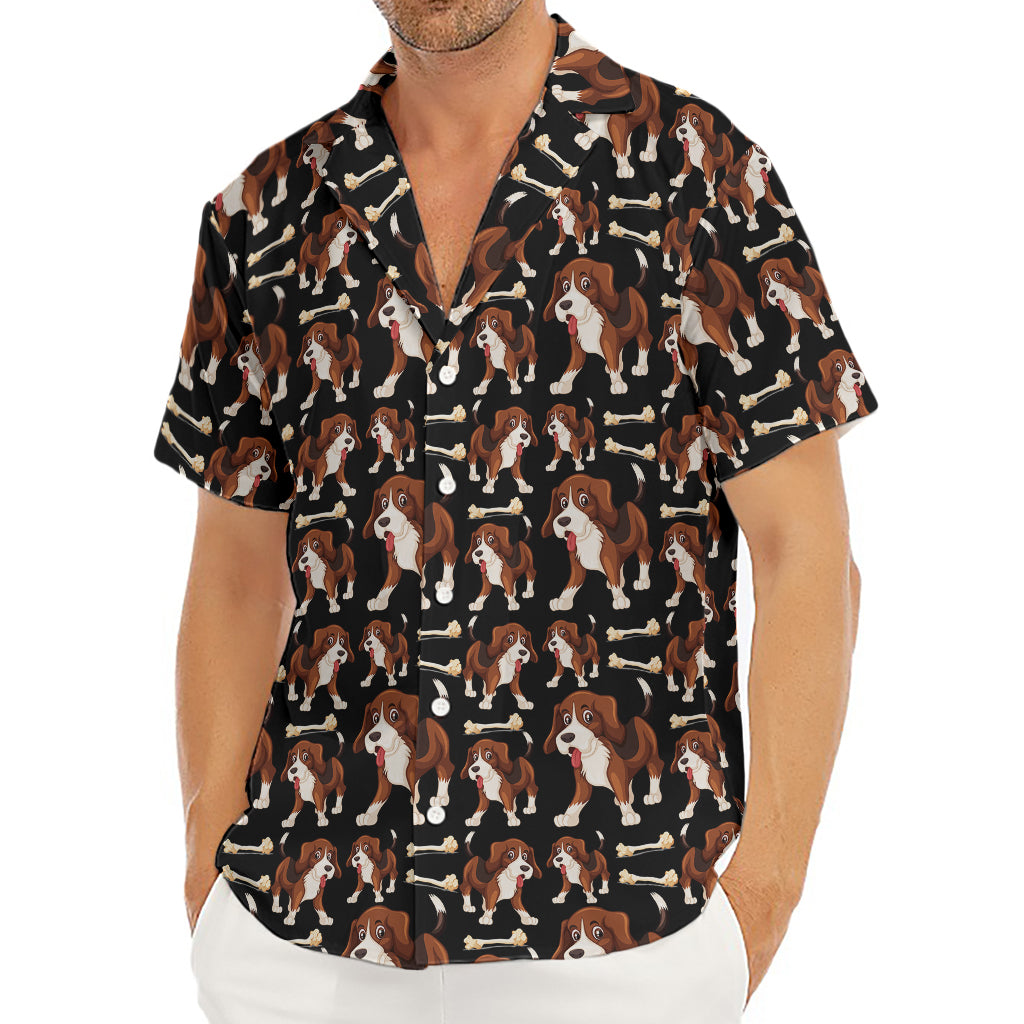 Cute Cartoon Beagle Pattern Print Men's Deep V-Neck Shirt