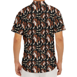 Cute Cartoon Beagle Pattern Print Men's Deep V-Neck Shirt